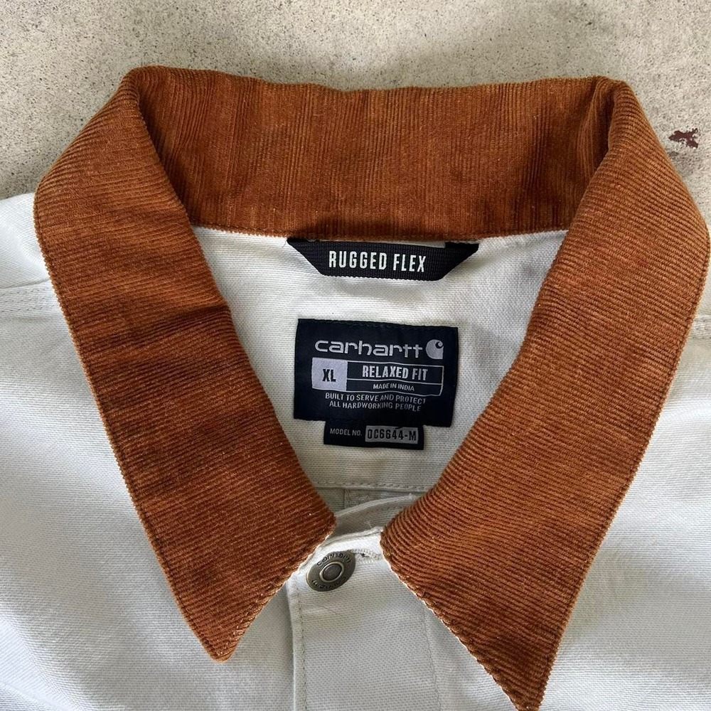 2010s Carhartt WIP Beige Chore Jacket size XL - Picture 3 of 4
